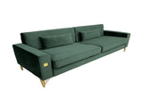 FX-P18-RG2 Luxury Emerald Green Velvet Sofa with Gold Accents - Modern 3-Seat Couch with Plush W57664704