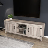 ZUN TV Stand Storage Media Console Entertainment Center With Two Doors, Grey Walnut; with fireplace W881P245532