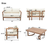 ZUN 2 - Person Outdoor Acacia Wood Patio Seating Group with Cushions and Coffee Table for Porch, Garden, 73169.00BBGE