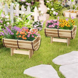 Outdoor Wooden Planter Solid Acacia Wood Half-Barrel Planter Box With Legs 90958351