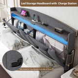 Storage Headboard ,QUEEN Size with RF LED Lights W2239P203009