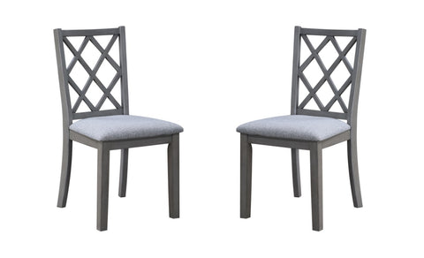 ZUN Carlisle Set of 2 Gray Finish Cross Back 17.5" Side Dining Chair B061P160005