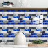 48 Pcs Blue Gray Marble Effect PVC Self-Adhesive Kitchen Backsplash Tiles In Marble Water Resistant 96621934