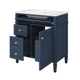 30'' Bathroom Vanity with Top Sink, Modern Bathroom Storage Cabinet with 2 Drawers and a Tip-out N710P206904C