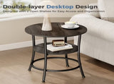 2-Tier Round Side TableSpace-Saving End Table for Small Living Room & BedroomWood Grain Gray 28096789