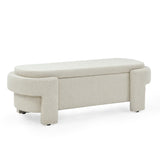 Linen Fabric Upholstered Bench with Large Storage Space for the Living Room, Entryway and W48790040