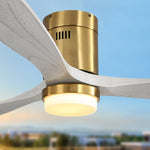 ZUN 52 Inch Decorative LED Ceiling Fan With Dimmable LED Light 6 Speed Remote 3 Solid Wood Blades W934102584