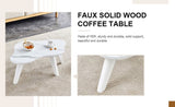 ZUN Modern minimalist white imitation marble tabletop coffee table. Solid wood spray painted desk legs, W1151P165879