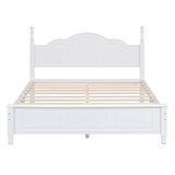 Queen Size Wood Platform Bed Frame,Retro Style Platform Bed with Wooden Slat Support,White WF308185AAK