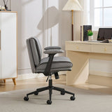Cross Legged with Flip-Up Armrests Leather, Cross Legged Office on Wheels, Comfy Swivel 18513157