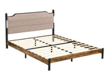 King Bed Frame , Upholstered headboard with Charging and Touch sensitive LED Lights, Under Bed W311P416228