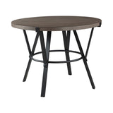 ZUN Brown Wood Finish Round Counter Height Table 1pc Black Metal Frame Rustic Style Dining Kitchen B011P199727