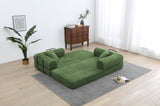 Convertible Sleeper Sofa Bed with Cylindrical Pillow - Corduroy Folding Mattress Couch with W3199P322614