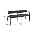 ZUN ACME Jaramillo Bench, Black Chenille & Black Finish DN02699A