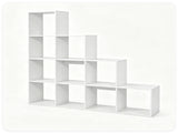White Stepped 10-Cube Open Bookshelf 4-Tier Engineered Wood Storage Display Rack with Anti-Tipping 21730889