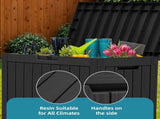 45 Gallon Waterproof Resin Outdoor Storage Deck Box, Lockable Organizer for Patio Pool Garden, Black 09299172