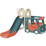 ZUN Kids Slide with Bus Play Structure, Bus Toy with Slide for Toddlers, Bus Slide Set with Basketball 54572671