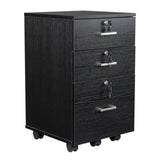 Black Wood Grain Density Board Three Drawers Wooden Filing Cabinet 04676265