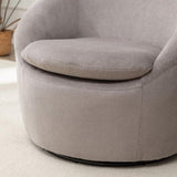 Winnie Modern Teddy Fabric Barrel Chair, 360&deg Swivel, Gray T2574P281444