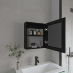 ZUN Payson Medicine Cabinet in Melamine With Included Mirror, Black B128P237155