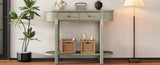 TREXM Elegant Retro Console Table with Curved Design Smooth Glaze for Entryways, Living Rooms N715P230796E