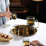Bonston heat-resistant glass teapot, magnetic switch, dark grey glass, Gold handle, 23.6 oz, BP19 47619590