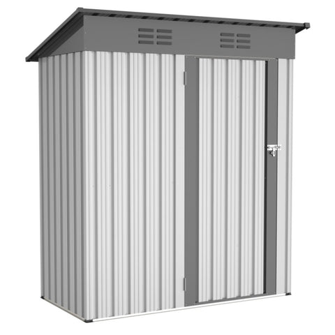 ZUN 5 X 3 Ft Outdoor Storage Shed, Galvanized Metal Garden Shed With Lockable Doors, Tool Storage Shed W2505P175825