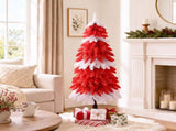 5FT Red & White Drooping Tree, 303 PVC Tips, 100 Warm White Lights with 8 Modes & Remote, US Plug 56142860