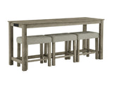 59 Inch Bar, Dining, Sofa with Power Outlet, 3 Upholstered Stools, 4 Piece Bar 13936224