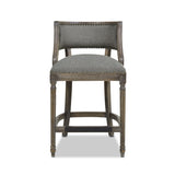 Paris 26.5" Farmhouse Counter Height Bar Stool with Backrest, Heathered Grey Linen B2719P238378