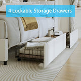 Queen Bed Frame with Ergonomic Headboard, Platform Bed Frame Queen Size with Outlets & Charger & LED W3107P327867