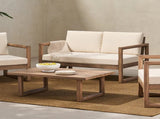 Outdoor Acacia Wood Loveseat and Coffee Table Set with Cushions, Brown Wash, Beige 73020.00BBGE