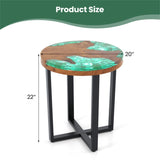 20-inch round end table with epoxy top for indoor and outdoor use 34391058