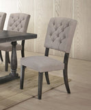 Transitional Dining Chairs Set of 2, Tufted Back Beige Fabric Upholstery Weathered Gray Oak Finish B2741P345901