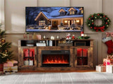 58" TV Stand with RGB Fireplace Rustic Brown- Smart App Remote Control, 4777 BTU Heater 89848324