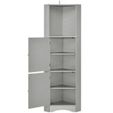 ZUN Tall Bathroom Corner Cabinet, Freestanding Storage Cabinet with Doors and Adjustable Shelves, MDF 45790350