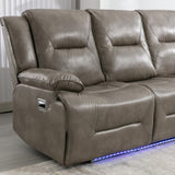 3 Seater Home Theater Recliner Manual Recliner Chair with a LED Light Strip Two Built-in Cup Holders WF323623AAE
