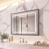 40*30inch LED Bathroom Beveled Mirror,3000-6000K Gradient Front and Backlit LED Mirror for W2091P214096