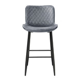 Set of 2 Pub Height Chairs Dark Gray Velvet Upholstery Modern Casual Dining Furniture Metal Legs, B011P234284