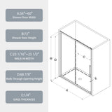 56"-60"W x 72"H sliding shower door, sliding door, with 1/4" tempered glass and Matted Black finish W2122P196370