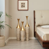 Floor metal vase modern style home woven pattern metal vase 3-piece set gorgeous home W2796P255611