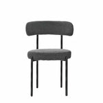 ZUN Grey Boucle Dining Chairs Set of 2,Mid-Century Modern Curved Backrest Chair,Round Upholstered 17280541