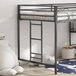 ZUN Adam sturdy junior twin loft bunk black with Cinnamon wood shelf for kids with easy climbing ladder, B083P154188