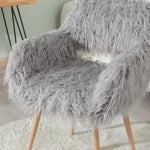 ZUN GREY Faux Fur Upholstered Make up chair Side Dining Chair with Metal Leg W2069P174780