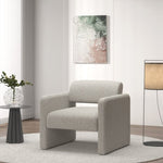 ZUN Beige stripe single sofa chair, upholstered comfortable chair with armrests, for dining W487P183020