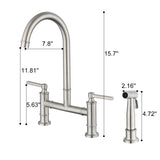 Double Handle Bridge Kitchen Faucet with Side Spray W928P166761