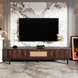 Modern Design TV Stand for 75" TVs, Media Console TV Cabinet with Rattan-Front Drawer for Living N710P257609P