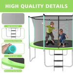 ZUN 12ft Green Outdoor Toddler Trampoline with Enclosure Safety Net Jumping Fun Trampoline, heavy-duty 31935838