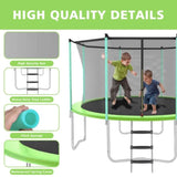 ZUN 8ft Green Outdoor Toddler Trampoline with Enclosure Safety Net Jumping Fun Trampoline, heavy-duty 08234798