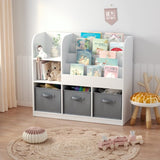 ZUN Kids Bookcase and Bookshelf, Multifunctional Bookcase with 3 Collapsible Fabric Drawers, Bookcase W808127602